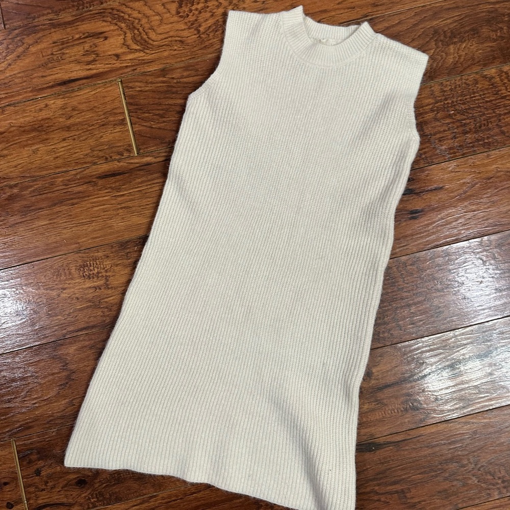 Chicwish Cream Ribbed Knit Midi Dress